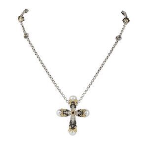Konstantino Nemesis 18K & Silver Pink Tourmaline 9.50Mm Pearl Cross Necklace